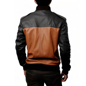 Chaqueta de Cuero Genuino de Piel de Oveja para Hombre, Cuello de Béisbol, Cierre de Cremallera, Impermeable, Transpirable, Tallas Grandes, Estilo Motero OEM - Product Image 2