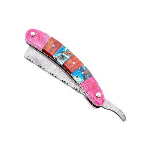 Navaja de Afeitar Recta con Diseño Floral, Herramienta de Afeitado para Barbería y Salón, Hoja de Acero Inoxidable, Diseño Personalizado - Product Image 3