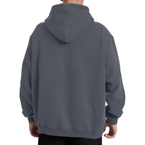 Sweat-shirt à capuche surdimensionné pour homme, gris uni, en molleton, style streetwear décontracté, coupe classique, tissu tricoté - Product Image 2