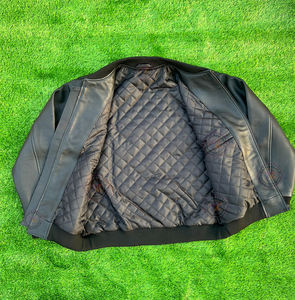 Chaqueta Bomber de Cuero Genuino Suave para Uso Casual, Chaqueta Cortavientos de Cuero para Exteriores, Chaqueta Varsity Cálida, Venta Especial - Product Image 5