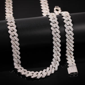 Nuevo collar de cadena cubana con diamantes de moissanita de diseño moderno, unisex, de dos tonos, oro rosa, estilo hip hop para hombre. - Product Image 6