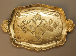Ornamental Vintage Aluminium metal Serving Tray with Handles Golden Platter for Christmas <b>Table</b> <b>Display</b> Home Decor <b>Coffee</b> Tray - Product Image 5