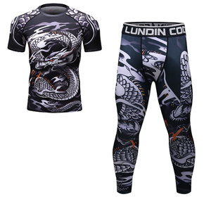 Ensemble de rashguard de compression pour hommes avec imprimé dragon, manches longues, spandex, séchage rapide, UPF50+, MMA, BJJ, Kickboxing, tenue de sport - Product Image 3