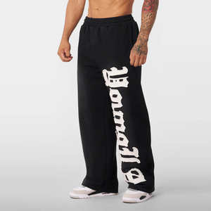 กางเกงวอร์มขาบานผ้าฝ้ายลำลองสำหรับผู้ชาย คุณภาพสูง เป็นมิตรกับสิ่งแวดล้อม แห้งเร็ว ดีไซน์ทันสมัย ปรับแต่งได้ เอวกลาง สวมใส่สบาย - Product Image 3