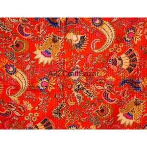 Precio al por mayor: Nueva colcha Kantha floral multicolor 100% algodón puro hecha a mano en India, estilo bohemio, disponible para cama. - Product Image 2