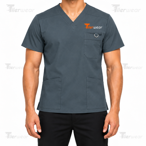 Haut de blouse médicale léger pour hommes, uniforme médical à manches courtes, tenue professionnelle pour clinique, fournisseur OEM sous marque privée - Product Image 5