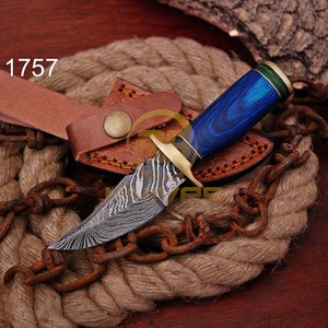 Couteau à dépecer artisanal DIY OEM en acier Damas à lame droite de 6 pouces, manche en bois, lame fixe personnalisée pour la chasse, le camping et le travail du cuir - Product Image 5