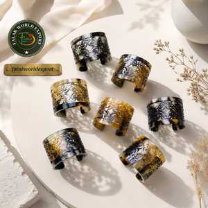 Bracelet empilable en corne naturelle ronde avec logo gravé, bijou de main tendance, bijoux en corne véritable de haute qualité - Empilez-les avec style - Product Image 6