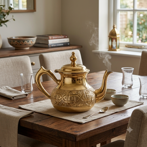Authentic Moroccan Brass Teapot Hand Engraved Islamic Arab Brass <b>Tea</b> Kettle Antique Gooseneck Coffee <b>Pot</b> Tabletop Teaware - Product Image 3