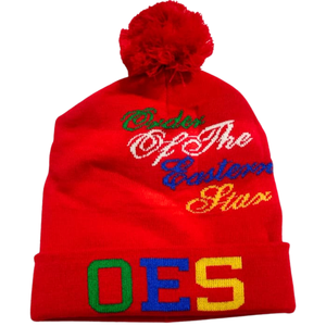 Eastern Star OES Embroidered <b>Scarf</b> And Hat Set <b>Red</b> Acrylic Winter Wear Adult 2 Piece - Product Image 5