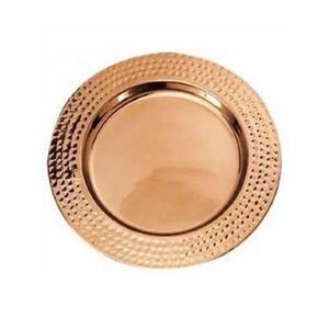 Assiette de présentation en acier inoxydable à ourlet en cuivre massif pour le dîner Table à manger Assiette de service Assiette de cuisine Décor de maison - Product Image 4