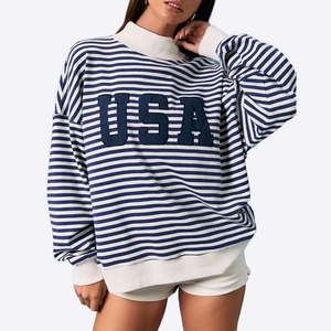 Sudadera Larga Oversize Casual de Invierno para Mujer, con Logotipo Personalizado, Bordado a Cuadros, Cuello Alto, Mezcla de Algodón Grueso, Venta al por Mayor - Product Image 6