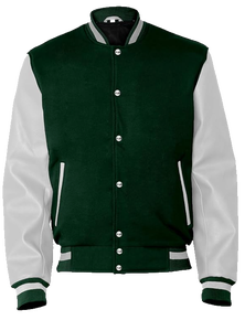 <b>Men's</b> <b>Canvas</b> Varsity Letterman <b>Jacket</b> with Faux Leather Sleeves Custom Front Logo Baseball Bomber Style - Product Image 5