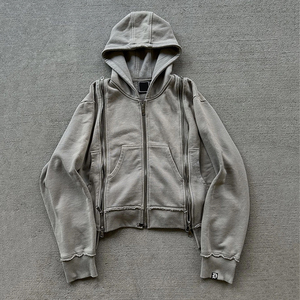 Sweat à capuche personnalisé délavé à l'acide, coupe oversize, en molleton de coton épais, style vintage usé, streetwear OEM pour hommes et femmes - Product Image 5