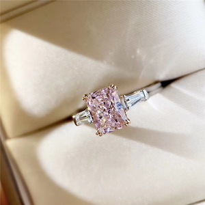 Bague de fiançailles en moissanite rose taille coussin, bague en argent élégante pour femme, bijou étincelant, bague de mariée de luxe pour anniversaire de mariage - Product Image 3