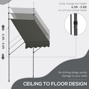 5 X 4 Manual Retractable Awning Non-Screw Freestanding UV Resistant Patio <b>Shade</b> Easy Installation for <b>Window</b> Door Dark Terraces - Product Image 4