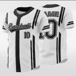 Maillots de baseball blancs à rayures noires avec impression par sublimation personnalisée - Product Image 6