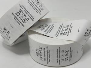 Custom Printed Fabric Garment Labels Woven Care Labels Satin Clothing Brand Tags Wash Care Textile Labels Wholesale - Product Image 2