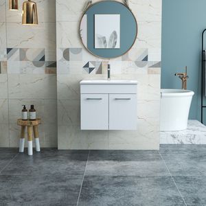 24-Inch <b>Wall</b> <b>Mounted</b> Bathroom Vanity with Double Doors Soft-Close Sink Combo and <b>Cabinet</b> Luxury Soft Close Features - Product Image 6