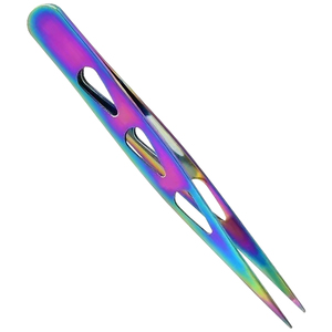 Professional High Quality Custom Stainless Steel Eyebrow Tweezers <b>Rainbow</b> Color Professional Beauty Tweezers for Facial Hairs - Product Image 6