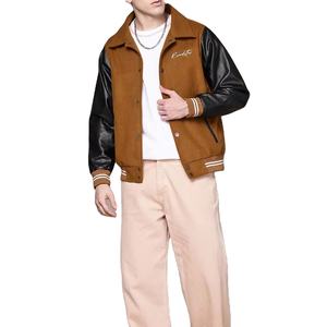 Veste universitaire de baseball patchwork de haute qualité, col montant, écologique, à bas prix, imprimée, pour la vente en gros - Product Image 3