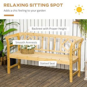 Panca da Giardino Rustica per 3 Persone con Schienale e Braccioli, Motivo a Rombi, per Esterni, Giardino e Parco - Product Image 4