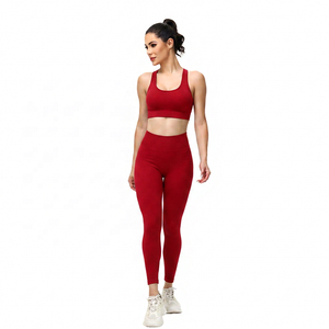 Women Solid <b>Black</b> High Waist <b>Legging</b> Yoga Set Racerback Full Length Workout Fitness Clothes Two Piece - Product Image 3