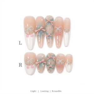 Acrílico Dedo Desnudo Base Rosa Balletcore Diseño Whispering Bows - Product Image 1