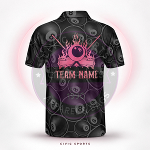 Camiseta Polo de Manga Corta para Hombre CIVIC SPORTS, 100% Poliéster, Diseño de Billar Impreso Digitalmente, Secado Rápido, Estilo Deportivo - Product Image 4