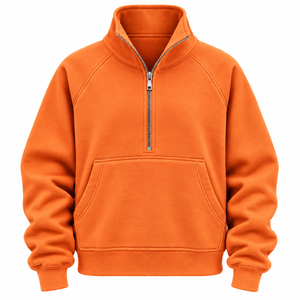 Sudadera Unisex Verde Oliva con Capucha y Media Cremallera, Manga Raglán, Estilo Casual, Teñido Digital, 100% Algodón, Oversize - Product Image 6