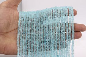 100% Natural Blue Aquamarine Faceted Rondelle Beads 5-6-7-8-9 mm Sizes 15 Inches Strand for Jewelry Making Gemstones - Product Image 6