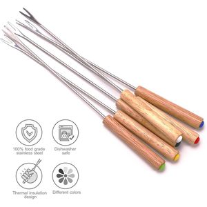 Ensemble de 6 fourchettes à fondue en acier inoxydable de 9,5 pouces, bâtonnets à fondue au fromage et au chocolat avec manche en bois résistant à la chaleur, outils à fromage - Product Image 3