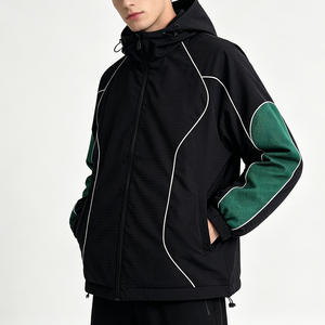 Custom <b>Men's</b> Color Block Waterproof Eco-Friendly Winter Breathable Lightweight Quick Dry Canvas Patchwork Packable <b>Long</b> <b>Jacket</b> - Product Image 4