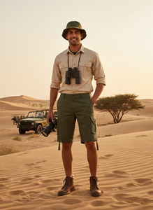 กางเกงขาสั้นคาร์โก้ผู้ชายสำหรับฤดูร้อน กางเกงขาสั้นคาร์โก้ลำลองสไตล์ไฮสตรีทเหนือเข่า ผ้าฝ้าย กางเกงขาสั้นซาฟารีสำหรับผู้ชาย - Product Image 6