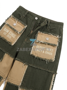 Pantalones Cargo de Mezclilla Anchos con Parches de Primera Calidad ZABEX SPORTS para Hombre, Corte Holgado, Jeans Casuales de Moda, Fabricación OEM en Pakistán - Product Image 5