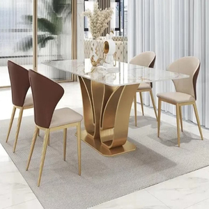 Unique New Design Metal Dining Table With <b>Marble</b> <b>Top</b> Dining Table 6 Seater - Product Image 5