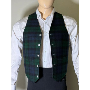 Scottish Mackenzie Tartan Vest <b>Men's</b> <b>Green</b> & Blue <b>Waistcoat</b> High-Quality Wool Custom Handmade OEM ODM - Product Image 2