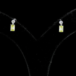Boucles d'oreilles pendantes en émeraude jaune vif cultivée en laboratoire, certifiées IGI, avec diamant rond, or 10K 14K 18K, bijoux fins - Product Image 1