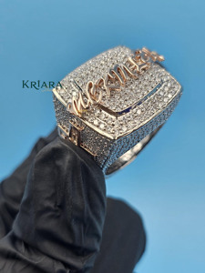 Bague pour homme en argent 925 plaqué or rose 18 carats avec diamants de laboratoire, style hip-hop glacé, pour usage quotidien - Product Image 1