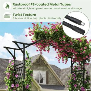 Arco da Giardino per Esterni con Traliccio 170x39x210 cm, Supporto in Metallo Rivestito in PE per Piante Rampicanti - Product Image 5