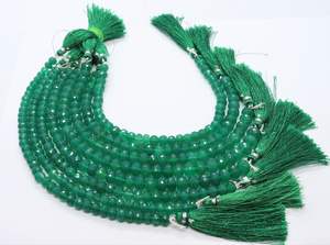 Perles de pierres précieuses en onyx vert naturel facettées, forme rondelle, 7-7,5 mm, pour la fabrication de bijoux, vente en gros - Product Image 2