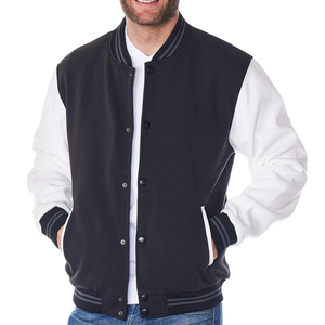 Blouson universitaire en toile tendance pour garçons du lycée, avec logo personnalisé sur le devant et col montant – Vente en gros - Product Image 2