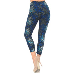 Custom LOGO <b>Heat</b>-Transfer Printed Yoga Capri Pants Women Compression Tummy Control for High Waist Spandex/Polyester - Product Image 5