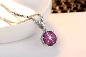 Handmade Trendy Star <b>Ruby</b> Pendant <b>Necklace</b> 925 Sterling Silver VVS Clarity 7x7mm Gemstone Gift for Women - Product Image 5