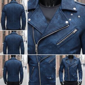 Chaqueta clásica de invierno de cuero genuino con pelo de vaca para hombre - Product Image 4