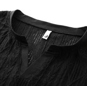 Men's <b>Black</b> Breathable Knitted O-Neck Striped <b>Tank</b> <b>Top</b> Casual Sporty Washed Weaving Method Plain Dyed - Product Image 5