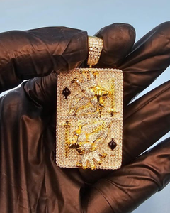 Colgante de Lujo para Hombre, Chapado en Oro sobre Plata 925, con Moissanita VVS Redonda Personalizada, Estilo Rapper Bling Hip Hop, Certificado GCI - Product Image 1