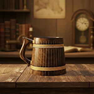 Mug à café en bois traditionnel, produit d'exportation de haute qualité d'Inde, artisanat culturel, objet de verrerie. - Product Image 3