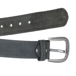 Solid Double Stitched Black Premium Leather Casual <b>Belt</b> for <b>Men</b> with Nickel Plated Single Pin Brass Buckle Custom Sizes - Product Image 1