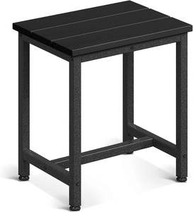 Modern Outdoor Side <b>Table</b> Rectangular Black <b>Plastic</b> Weather Resistant Patio Furniture 16.1x12.3x17.5 Inch - Product Image 3